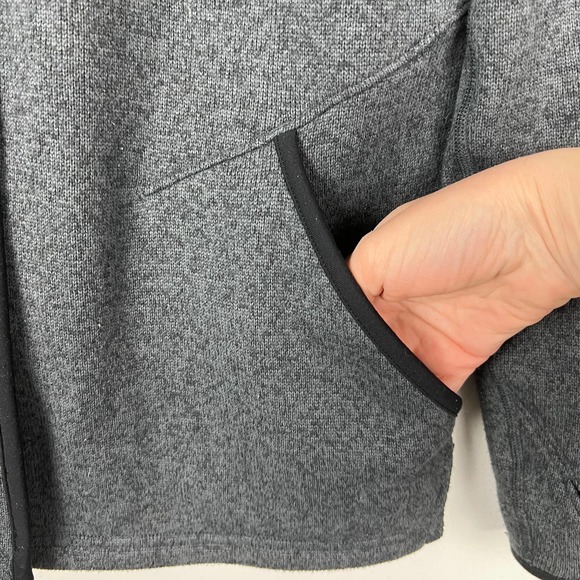 Ivivva by Lululemon Girl Gray Open Front Knit Jacket Cardigan Funnelneck Sz 14 - Picture 8 of 8